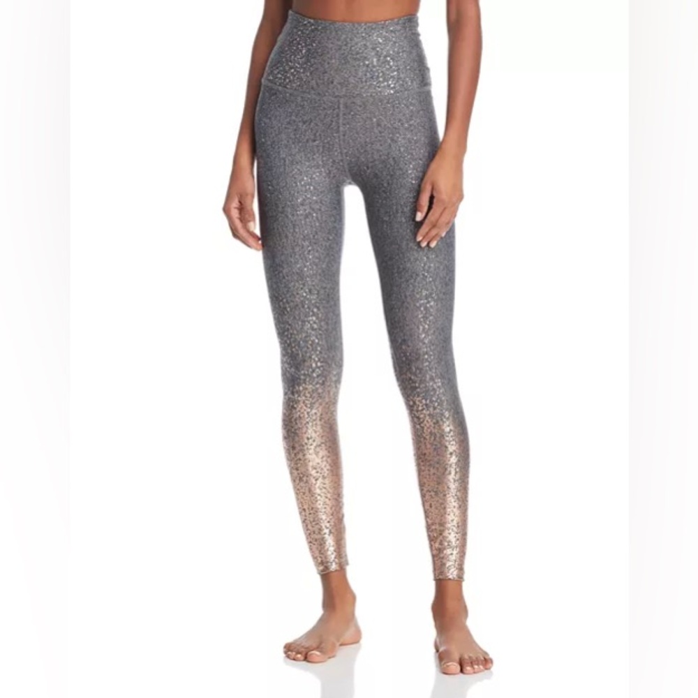NWT Beyond yoga alloy ombre high-waist leggings in grey with gold speckle size L - Picture 3 of 6